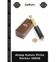 Özel Üretim Dekoratif Koleksiyon Hediyelik Antika Görünümlü Ahşap Kutulu Pirinç Dürbün 2005B