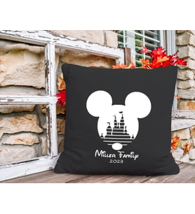 BK Gift Kişiye Özel Disney Tasarımlı Premium Kumaş Siyah Kırlent Yastık, Ev Hediyesi, Ev Dekorasyonu, Dekoratif Hediye-5