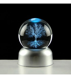 Renk Değiştiren Işıklı Tree Of Life Temalı Cam Küre 6cm