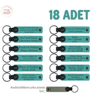 Anaokulu İçin İsim Yazılı Karne Hatırası Anahtarlık 18’li Set, Öğrencilere Özel, Koyu Turkuaz & Gri