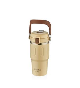 Shotay ST-8166 Çift Kullanım Pipetli/Rahat İçim Beyaz 650ml Çelik Termos