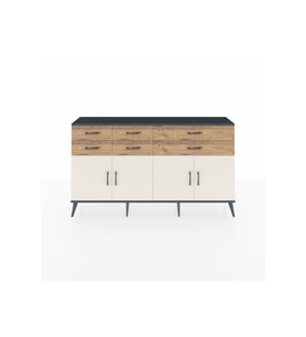 Arges Konsol 3 Raflı 6 Çekmeceli 4 Kapaklı 176x30x99 Antrasit-Aytaşı/Çam
