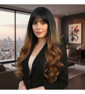 Kahküllü Uzun Dalgalı Fiber Sen Peruk / Siyah / Karamel Ombreli