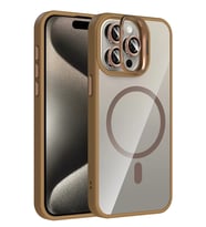 Mey İthalat® iPhone 15 Pro Max Remim Lensli Magsafe Standlı Kapak - Kahverengi