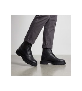 Gianni Maggi 2625 - İçi Dışı Hakiki Deri EVA Tabanlı Dokulu Erkek Postal Bot - SİYAH - 44