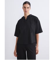 LCW EVERYDAY Siyah Düz Kısa Kollu Kadın Hoodie