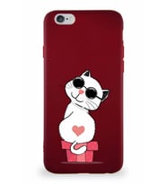 Apple iPhone 6 Soft Premier Kapak Coolcat Tasarımlı Silikon Kılıf - Mürdüm (Şeffaf)