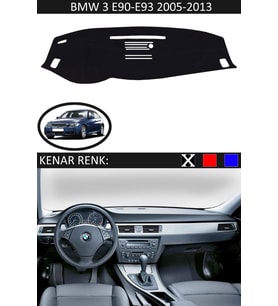 Bmw 3 E90-E93 Modelleri İçin Uygun Torpido Koruma Halısı Siyah Kenar Renk Siyah