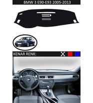 Bmw 3 E90-E93 Modelleri İçin Uygun Torpido Koruma Halısı Siyah Kenar Renk Siyah