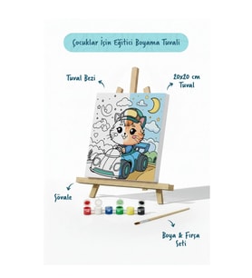 Sevimli Yarışçı Boyama Tuvali – Şövaleli Boya Seti 20x20