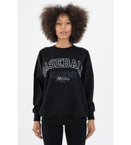 Maraton Oversize Kadın Bisiklet Yaka Siyah Sweatshirt