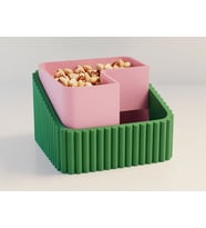 3D Baskı Fıstık Kasesi - Çift Hazneli Kabuk Ayırıcı Sunum Kasesi - Yeşil Pembe
