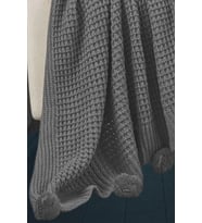 Selanik 10 Ponponlu Triko Örgü Tv Battaniyesi 130 X 170 Cm (Antrasit)