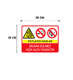 Patlayıcı Gazlar Sigara İçilmez Kişiselleştirilebilir Dekota Levha, 25x35, 20x30 (A4), 30x42 (A3) Cm Boyut Seçeneklerinde Levha + Yapışkan Bant
