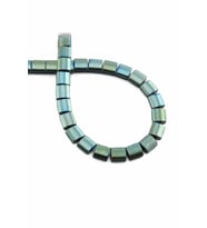 Hematit Doğal Taş Parlak Yeşil Yassı Kare Kesim 7x7mm Dizi [AA]