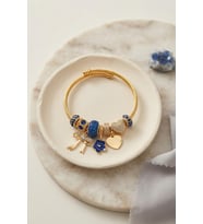 Fiyonk Charmlı Mavi Renk Gold Bileklik 5886