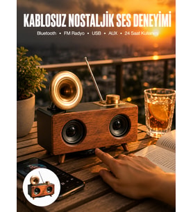 Nostaljik Radyo Bağlantılı Şarjlı Yüksek Ses Kaliteli Yeni Nesil