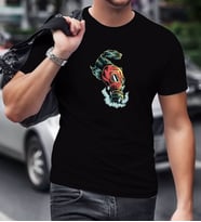 BK Gift Gaz Maskesi Tasarımlı Siyah T-Shirt-1