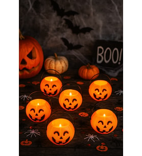 Halloween Bal Kabağı Mumluk 6 Cm 6lı şeker kovası