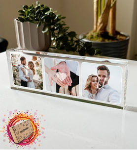 Kişiye Özel Tasarlanan 3 Fotoğraflı Baş Harf Tasarım Kalın Akrilik Masaüstü Fotoğraf Çerçevesi Plaket Hediye