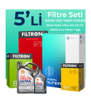 Filtron Fiat Ducato 2.3 Dizel Filtre Bakım Seti Shell Motor Yağlı (2019-2023) 5 Li