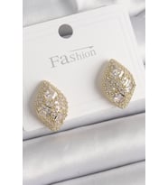 Pirinç Gold Renk Zirkon Taş İşlemeli Damla Model Kadın Küpe 5886 - SSSSSS3850-2385