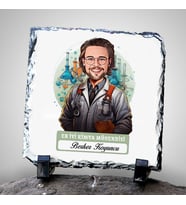 Kişiye Özel Hediye Karikatürlü En İyi Erkek Kimya Mühendisi Dekoratif Taş