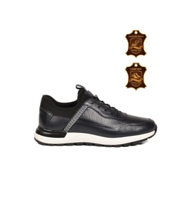 Voyager Lacivert Hakiki Deri Erkek Casual Sneaker Memory Taban Premium Casual Ayakkabı M033 M