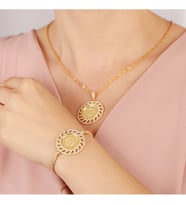 925 Ayar Gümüş İsimli Madalyon Kolye & Bileklik Set