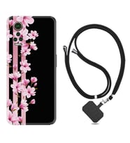 General Mobile GM 21 Pro GM 22 Pro Plus Kılıf Boyun Askılı Silikon Pink Flowers 3 1393