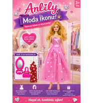 Anlily Moda İkonu 30 cm Oyuncak Bebek Seti - Pembe Işıltılı Elbise, Yedek Kıyafet ve Aksesuarlı