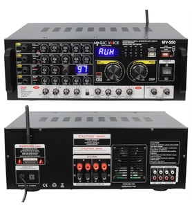 MagicVoice MV-550 2x100W USB/SD/Bluetooth 4 Mikrofon Girişli Stereo Mixer Amfi