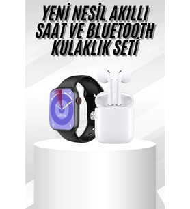 Yeni Nesil Akıllı Saat Kulaklık Seti Gümüş Kasa Zarif Tasarım Çok Fonksiyonlu