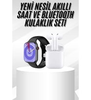 Yeni Nesil Akıllı Saat Kulaklık Seti Gümüş Kasa Zarif Tasarım Çok Fonksiyonlu