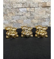 3'lü Dekoratif Hediyelik Ayıcıklı Gold Ayıcık
