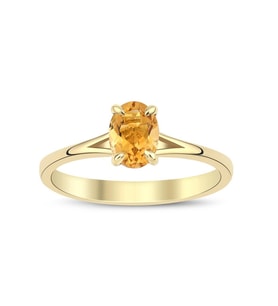 Citrine Oval Tektaş Yüzük