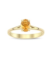Citrine Oval Tektaş Yüzük