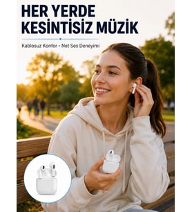 Bluetooth Kulaklık Beyaz Çağrı Cevaplama Dokunmatik Kontrol Kablosuz Yeni Nesil