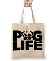 Pug Life Köpek 03 Bez Çanta Uzun Saplı