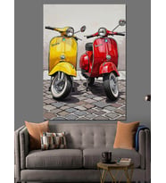 Sarı Ve Kırmızı Scooter Dekoratif Kanvas - Mdf Ahşap Tablo