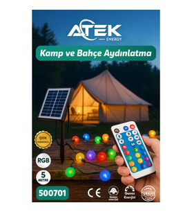 Periboia RGB Güneş Enerjili Boncuk Kamp Ve Bahçe Aydınlatma (Çok Renkli)