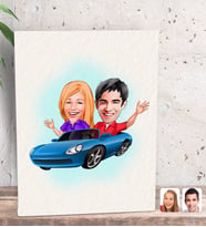 BK Gift Kişiye Özel Sevgililer Karikatürlü Dekoratif Mini Kanvas Tablo 15x20cm-52