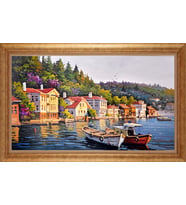 Çerçeveli Paspartulu Manzara Tablo ah885 (Gold)