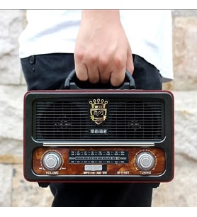 M-111BT Retro Bluetooth Taşınabilir Masaüstü Radyo Kartı Çalar FM Vintage Radyo USB TF Kart AUX LED
