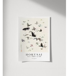 Çerçevesiz Poster Hokusai Hokusai'nin Kelebekleri ve Güveleri