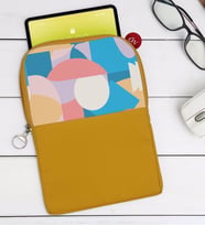 BK Gift Modern Art Tasarımlı Taşınabilir Koruyucu Tablet Kılıfı & Organizer Çanta - Sarı-1