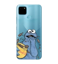Realme C21Y/C25Y Uyumlu Susam Sokağı Kurabiye Canavarı Desenli Şeffaf Telefon Kılıfı