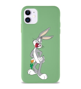 Apple iPhone 11 Uyumlu Lansman Kılıf Bugs Bunny Tasarımlı Altı Kapalı İçi Kadife Kaplı  Kapak (Şeffaf)