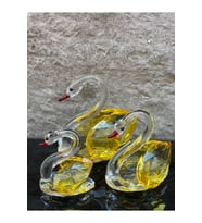 Dekoratif Kristal Cam Üçlü Kuğu Sarı