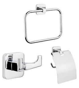 Tema Kare 3 Lü Set Yuvarlak Havluluk Askılık Tuvalet Kağıtlık